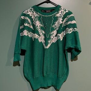 Vintage Della-Knit Size Medium Sequin Green Sweater